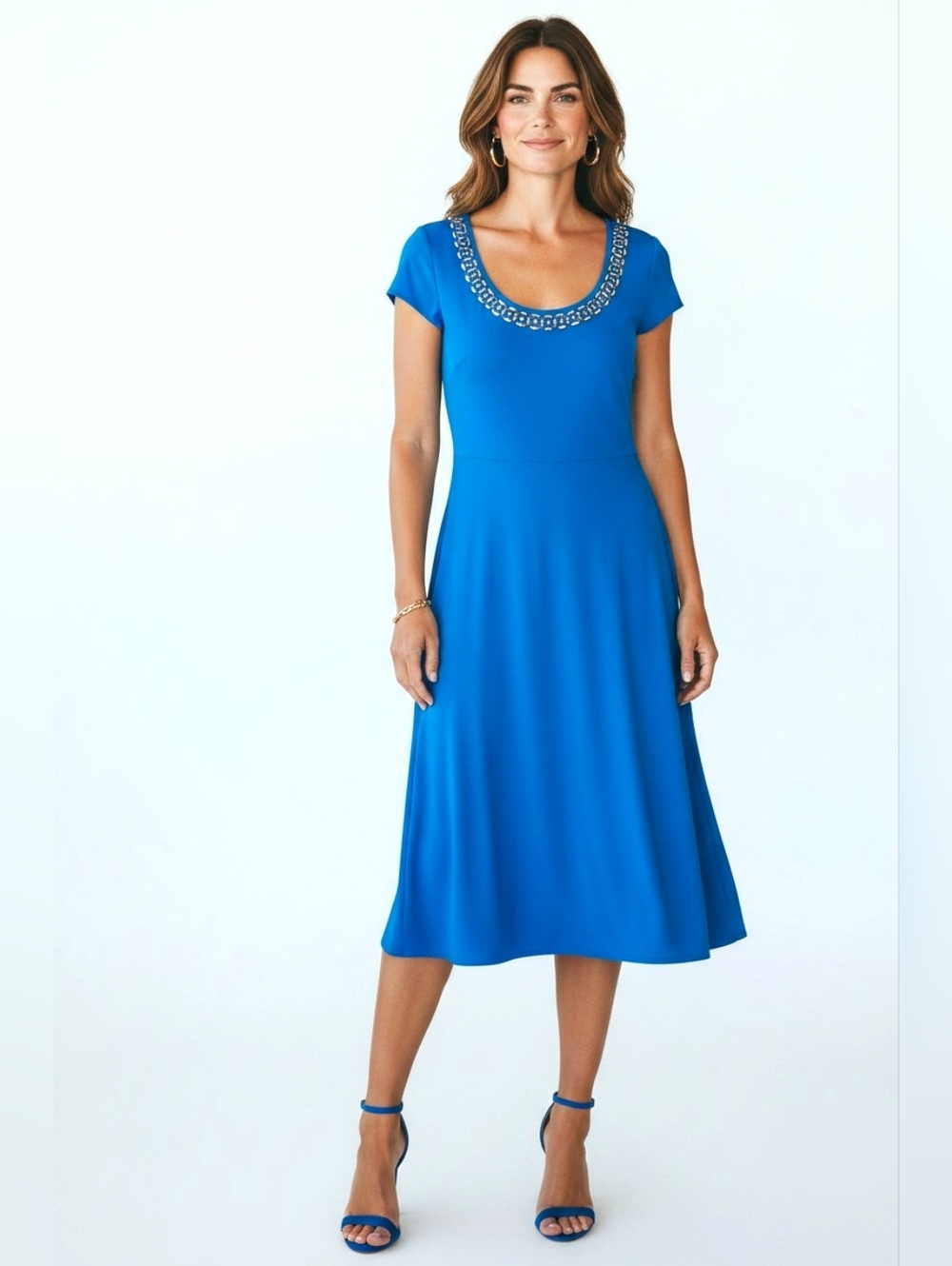 Anne Klein Teal Aqua Blue Dress Sz 6 Workwear Business Casual Spring Office Cap